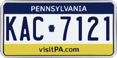 PA license plate KAC7121