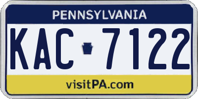 PA license plate KAC7122