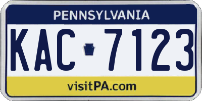 PA license plate KAC7123