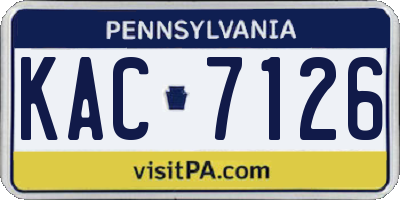 PA license plate KAC7126