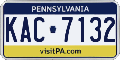 PA license plate KAC7132