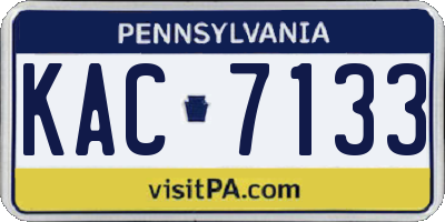 PA license plate KAC7133