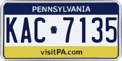 PA license plate KAC7135