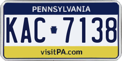 PA license plate KAC7138