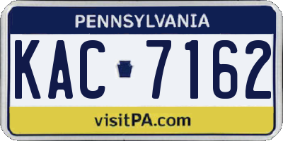 PA license plate KAC7162