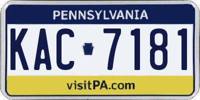 PA license plate KAC7181