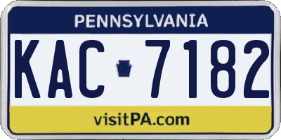 PA license plate KAC7182