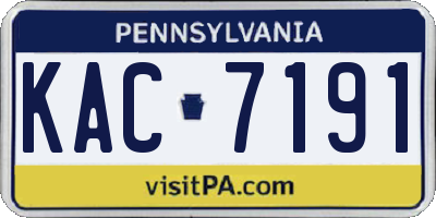 PA license plate KAC7191