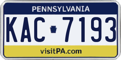 PA license plate KAC7193