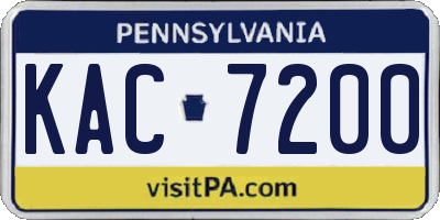 PA license plate KAC7200