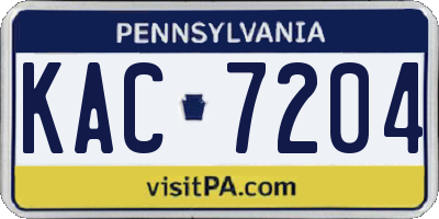 PA license plate KAC7204