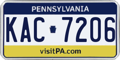 PA license plate KAC7206
