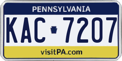 PA license plate KAC7207