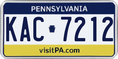PA license plate KAC7212