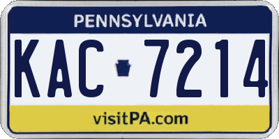 PA license plate KAC7214