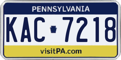 PA license plate KAC7218