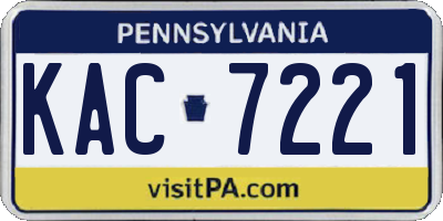 PA license plate KAC7221
