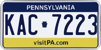 PA license plate KAC7223