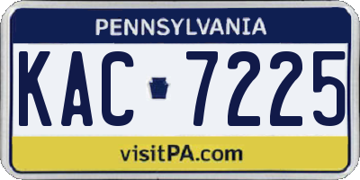 PA license plate KAC7225