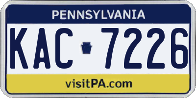 PA license plate KAC7226