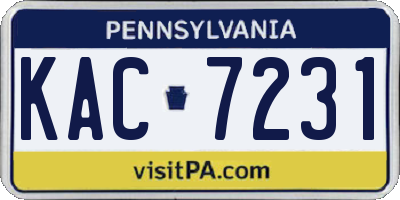 PA license plate KAC7231
