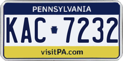 PA license plate KAC7232
