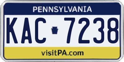 PA license plate KAC7238