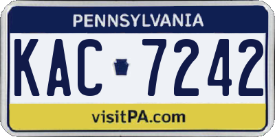 PA license plate KAC7242