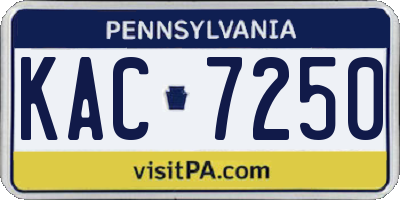 PA license plate KAC7250