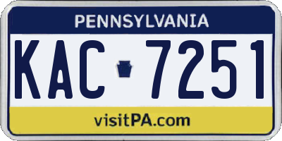 PA license plate KAC7251