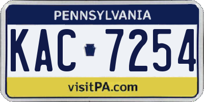 PA license plate KAC7254