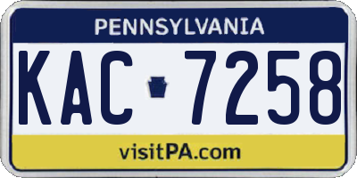 PA license plate KAC7258