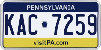 PA license plate KAC7259
