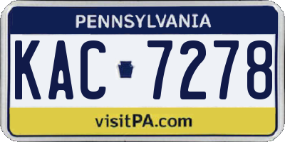 PA license plate KAC7278