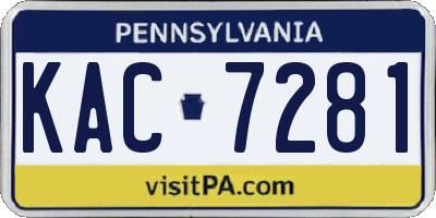 PA license plate KAC7281