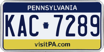 PA license plate KAC7289