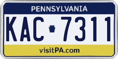 PA license plate KAC7311