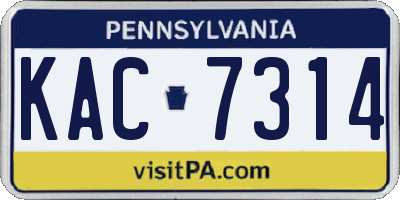 PA license plate KAC7314