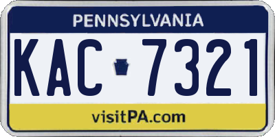 PA license plate KAC7321