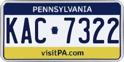PA license plate KAC7322