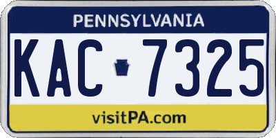 PA license plate KAC7325