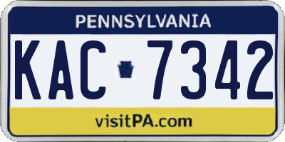PA license plate KAC7342
