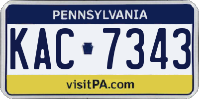 PA license plate KAC7343