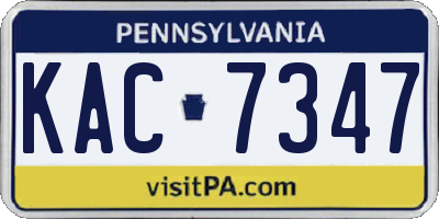 PA license plate KAC7347