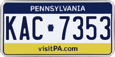 PA license plate KAC7353