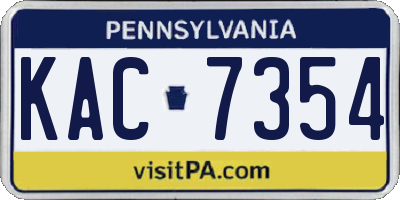 PA license plate KAC7354