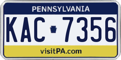 PA license plate KAC7356