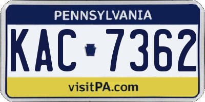 PA license plate KAC7362