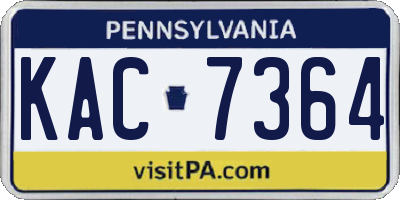 PA license plate KAC7364