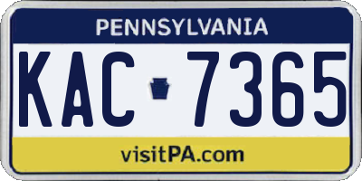 PA license plate KAC7365
